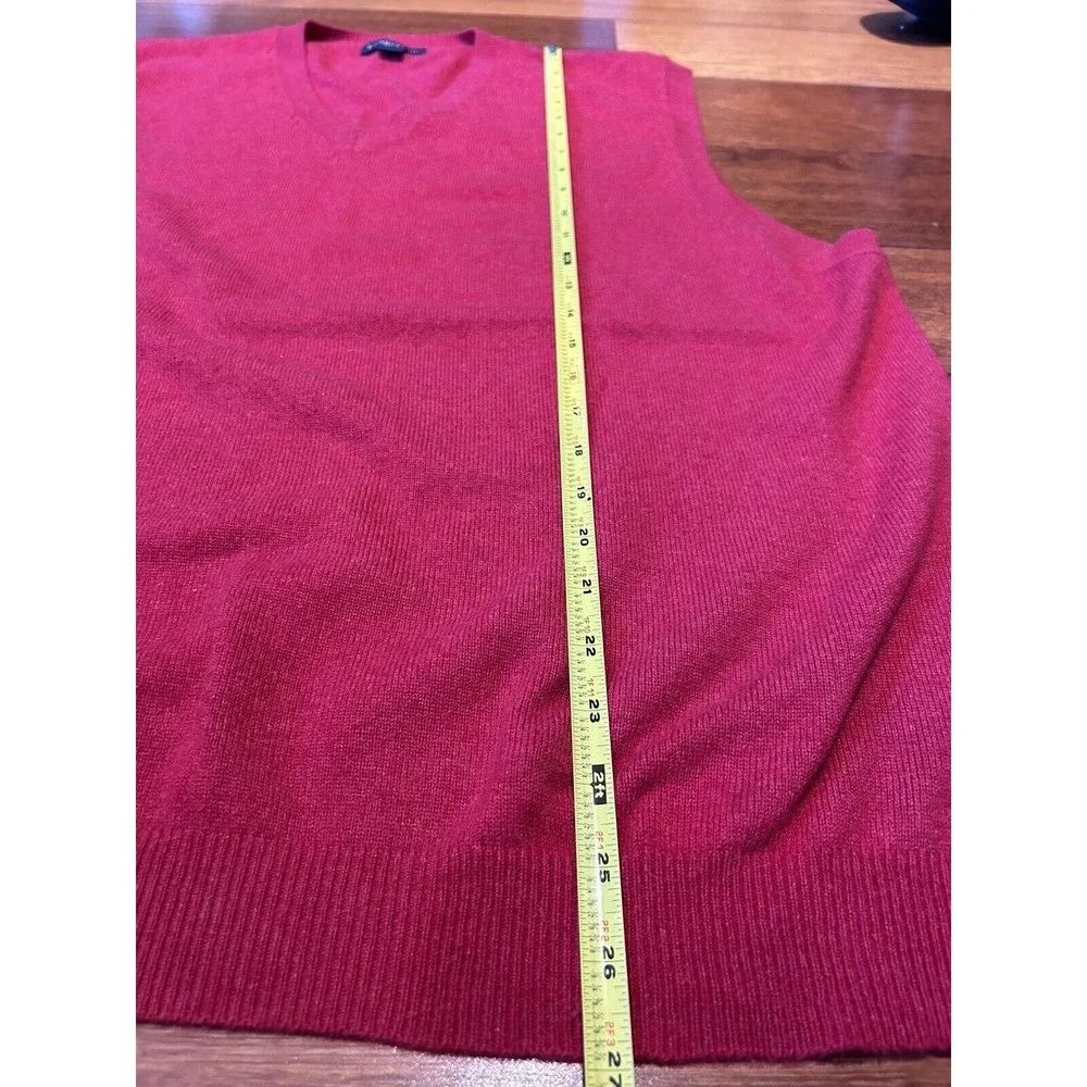 Lands' End Mens Large L Solid Red 100% Cashmere Sweater Vest  V Neck READ‎